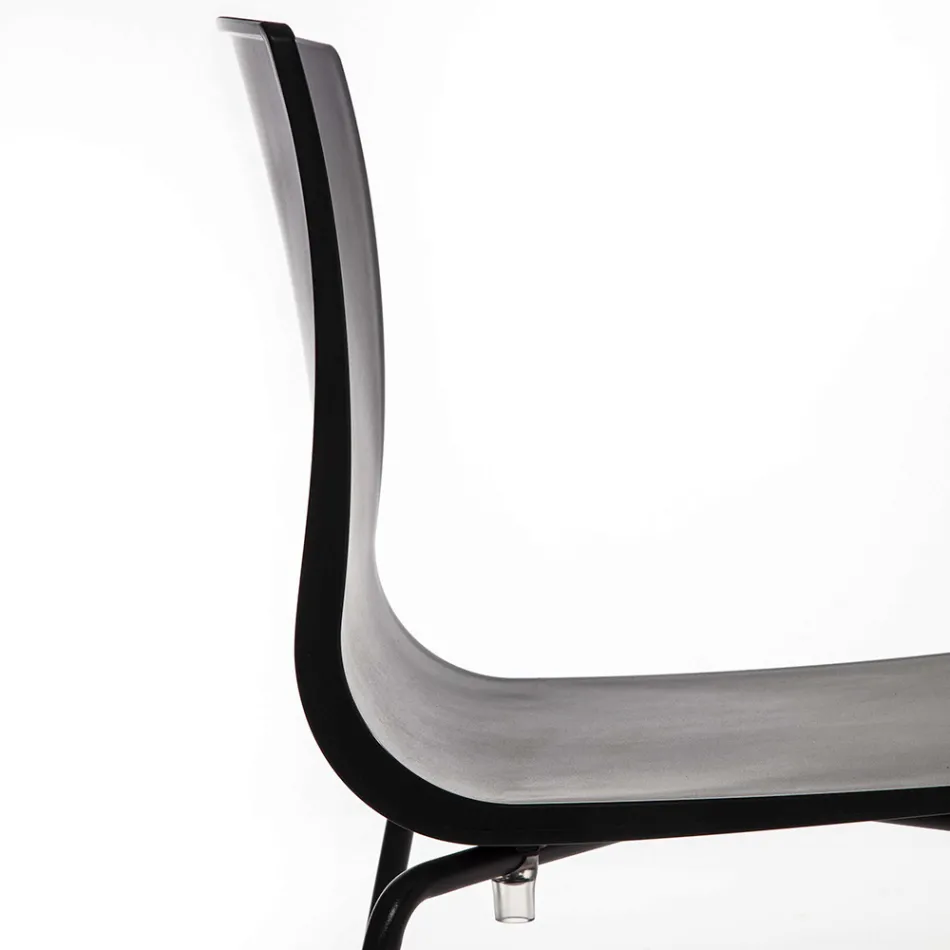 Cadeira Sala de Jantar em Polipropileno com Base Metálica, 4 Peças - Alina Viadurini