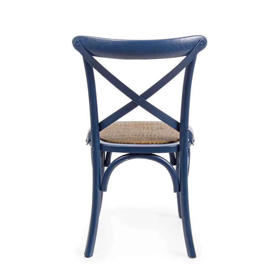 Cadeira Sala de Jantar em Rattan e Madeira Design Clássico Homemotion - Meridia Viadurini