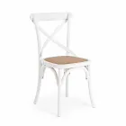 Cadeira Sala de Jantar em Rattan e Madeira Design Clássico Homemotion - Meridia Viadurini