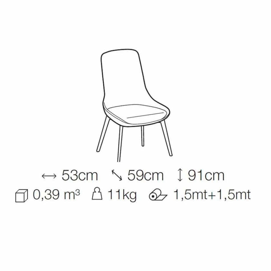 Cadeira de Tecido para Sala de Jantar com Base de Madeira Made in Italy - Coco Viadurini