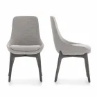 Cadeira de Tecido para Sala de Jantar com Base de Madeira Made in Italy - Coco Viadurini