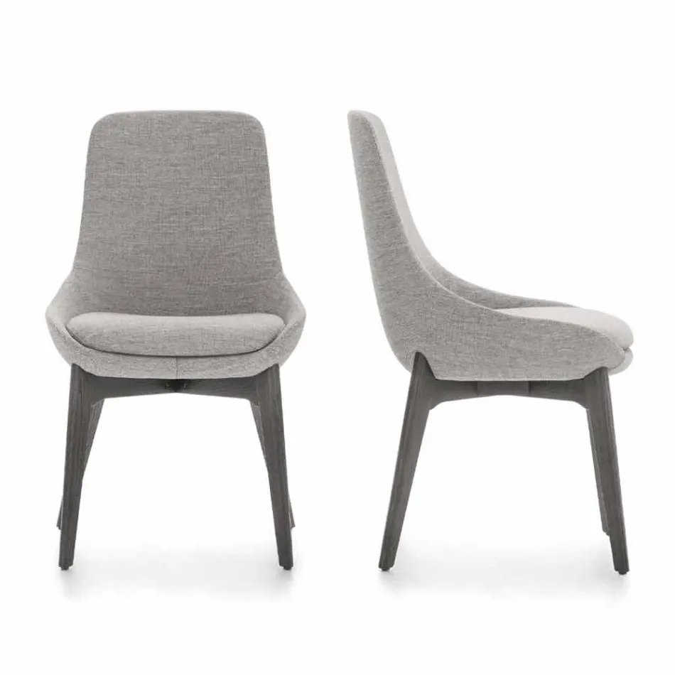 Cadeira de Tecido para Sala de Jantar com Base de Madeira Made in Italy - Coco Viadurini