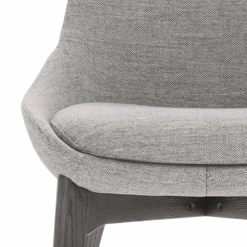 Cadeira de Tecido para Sala de Jantar com Base de Madeira Made in Italy - Coco Viadurini