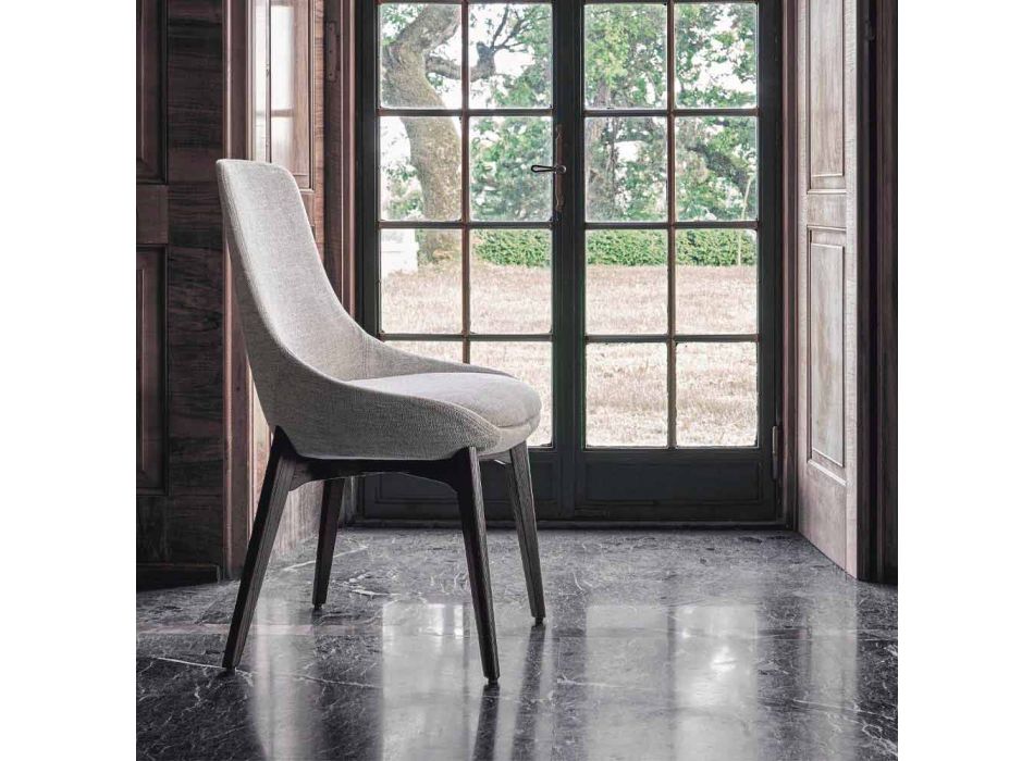Cadeira de Tecido para Sala de Jantar com Base de Madeira Made in Italy - Coco Viadurini