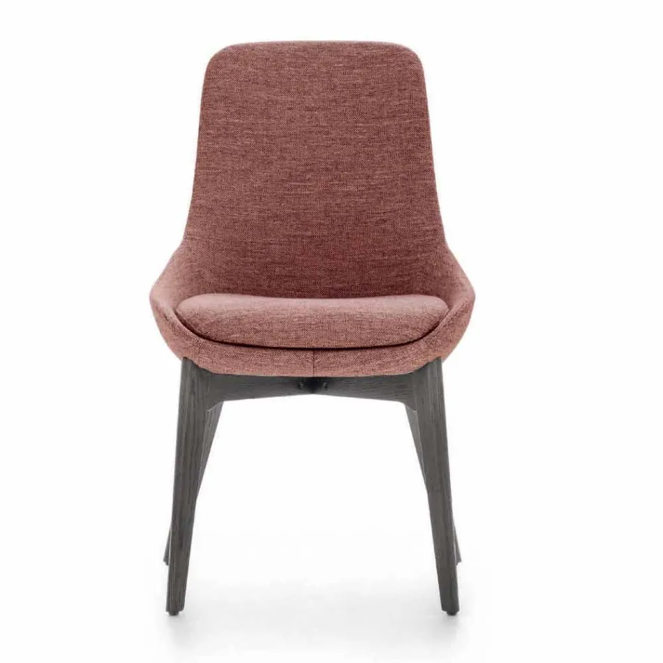Cadeira de Tecido para Sala de Jantar com Base de Madeira Made in Italy - Coco Viadurini