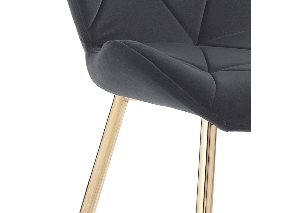 Cadeira Sala de Jantar em Tecido e Metal Dourado 4 Peças - Smeralda Viadurini