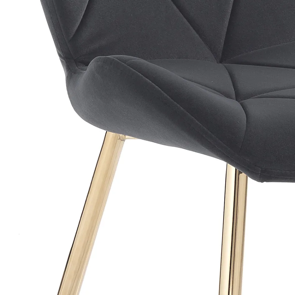 Cadeira Sala de Jantar em Tecido e Metal Dourado 4 Peças - Smeralda Viadurini