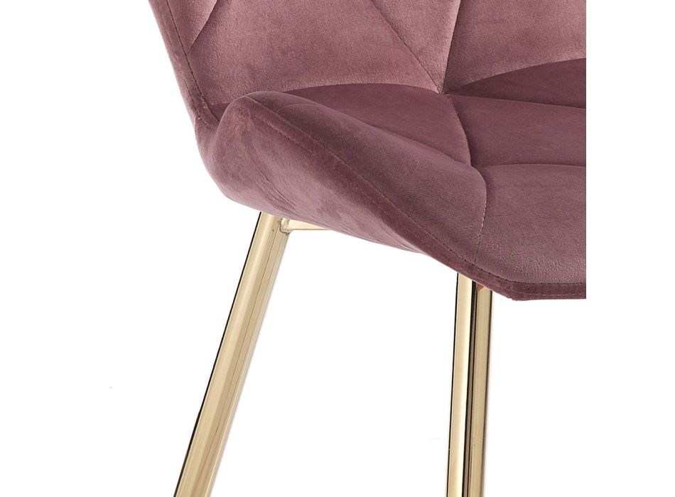 Cadeira Sala de Jantar em Tecido e Metal Dourado 4 Peças - Smeralda Viadurini