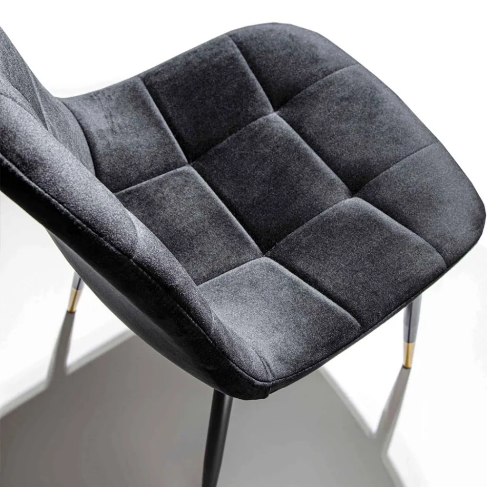 Cadeira da Sala de Jantar em Veludo e Metal Resistente a Manchas, 4 Peças - Carlina Viadurini