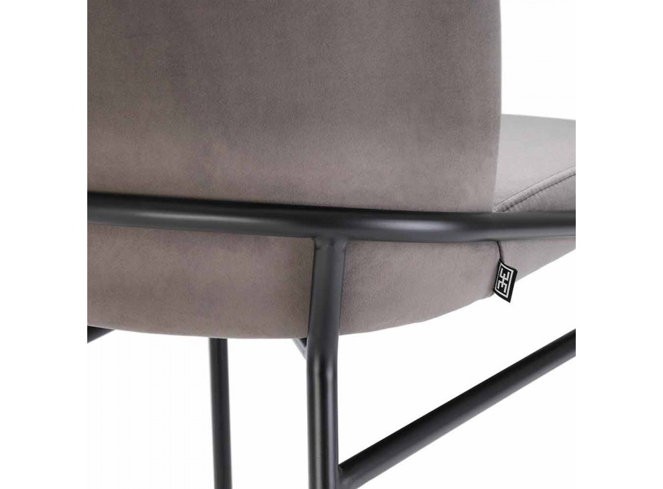 Cadeira Moderna da Sala de Jantar em Tecido e Ferro Preto, 2 Peças - Marica Viadurini