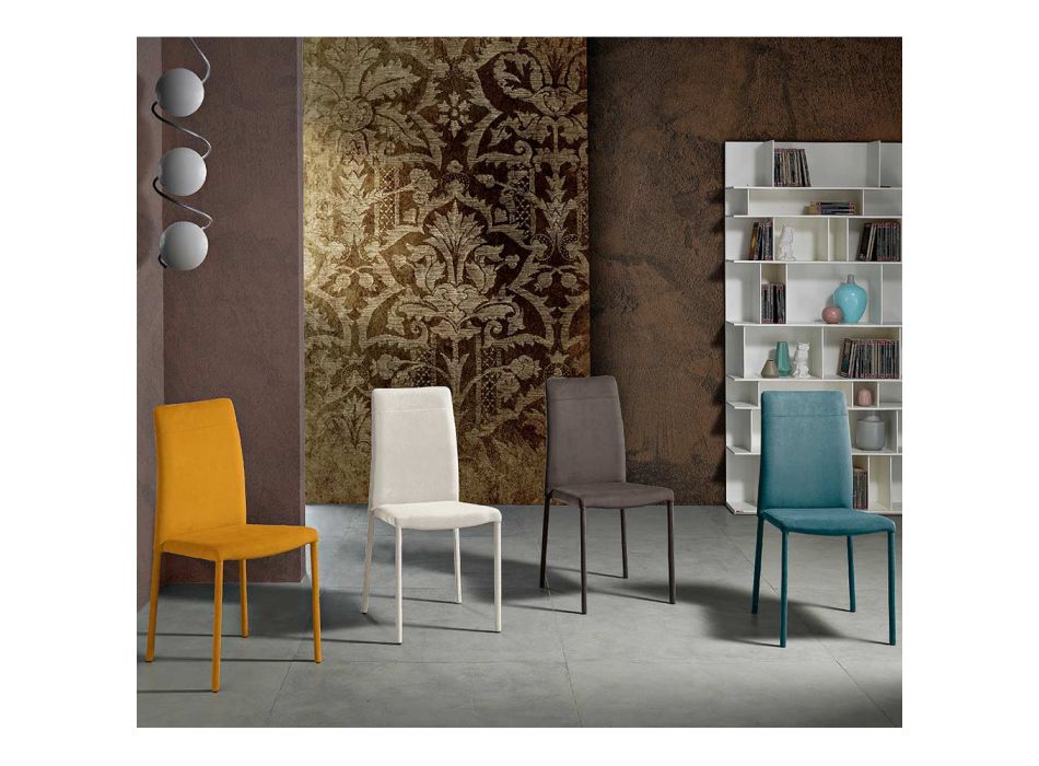 Cadeira moderna de tecido para sala de jantar fabricada na Itália, Porzia Viadurini