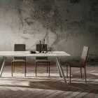 Cadeira de sala de jantar estofada em couro ecológico fabricada na Itália, 2 peças - belga Viadurini