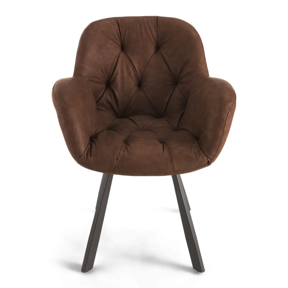 Cadeira Sala de Jantar em Ecoleather Estrutura Metálica 2 Peças - Delpiero Viadurini