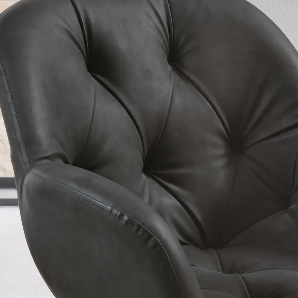 Cadeira Sala de Jantar em Ecoleather Estrutura Metálica 2 Peças - Delpiero Viadurini