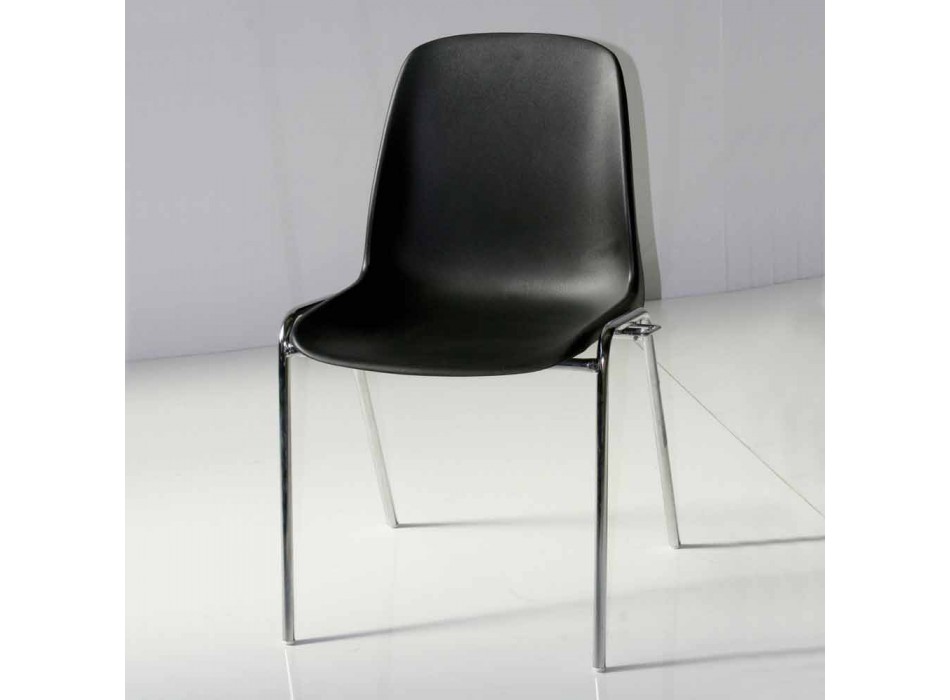 Cadeira de sala de reunião ou sala de conferência moderna em metal e ABS preto - Zetica Viadurini