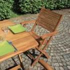 Cadeira Exterior Dobrável em Madeira de Acácia com Apoios de Braços Opcionais - Fontana Viadurini