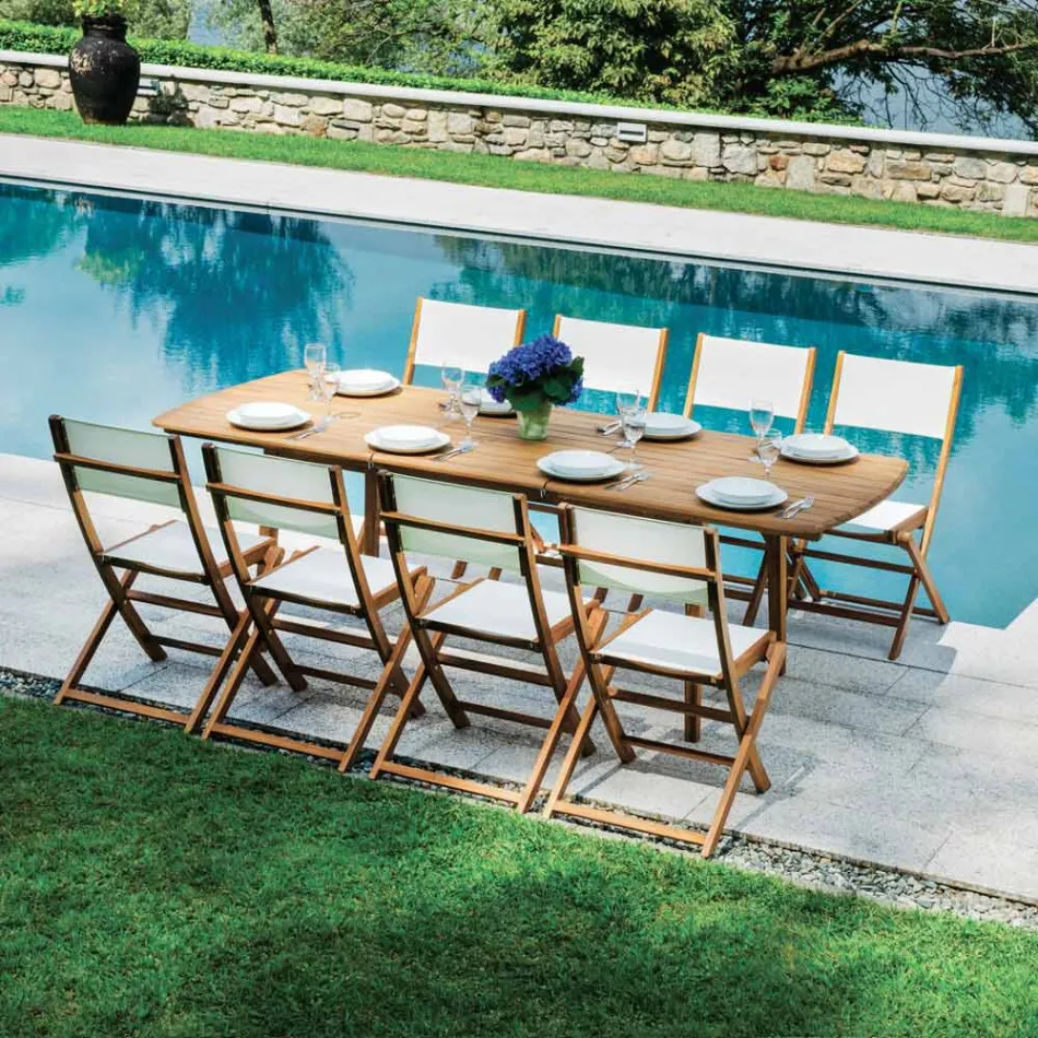 Cadeira Dobrável para Exterior em Madeira de Acácia e Textileno - Perfeita Viadurini