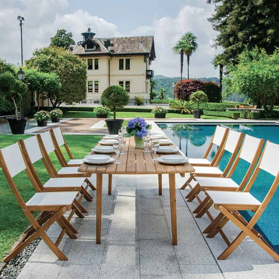 Cadeira Dobrável para Exterior em Madeira de Acácia e Textileno - Perfeita Viadurini