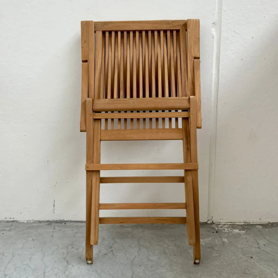 Cadeira dobrável de teca para exterior com braços - Yggdrasil Viadurini