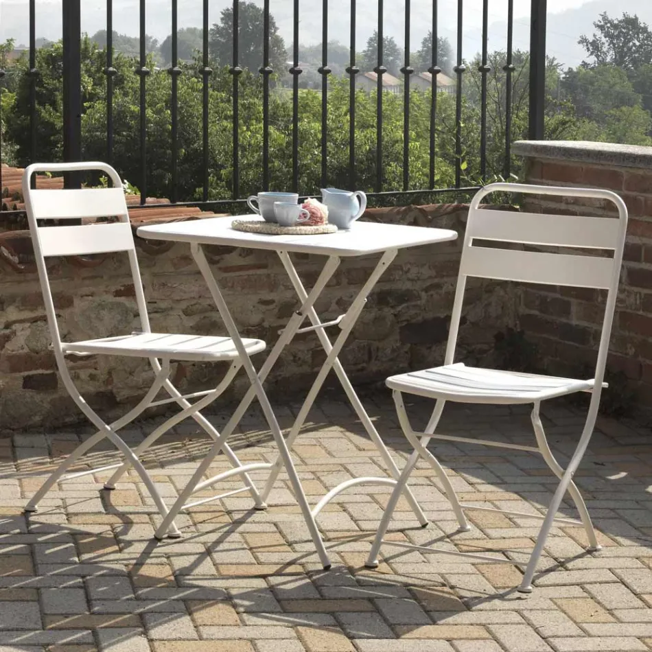 Cadeira de jardim dobrável inteiramente em metal - Fita Viadurini