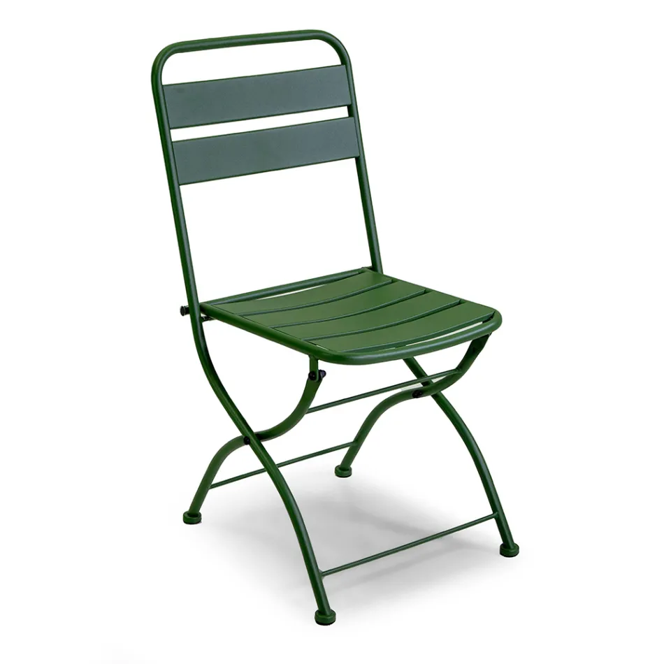 Cadeira de jardim dobrável inteiramente em metal - Fita Viadurini