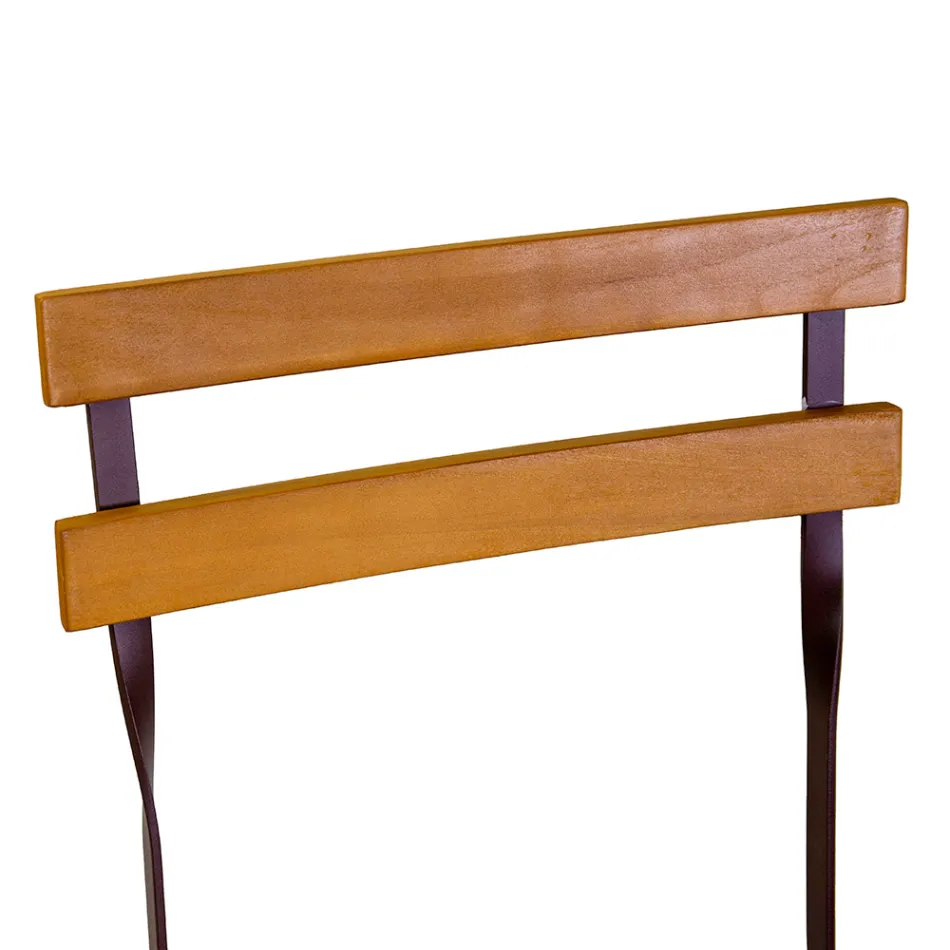 Cadeira dobrável em metal com assento e encosto em madeira de acácia - Estate Viadurini