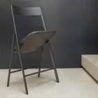 Cadeira Dobrável em Metal e Madeira de Carvalho 2 Peças Made in Italy - Roberta Viadurini