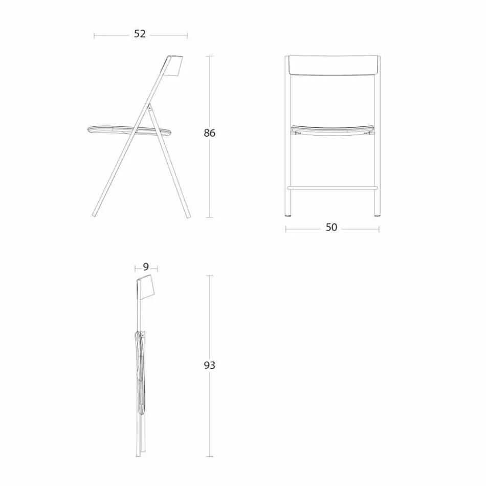 Cadeira Dobrável em Metal e Madeira de Carvalho 2 Peças Made in Italy - Roberta Viadurini