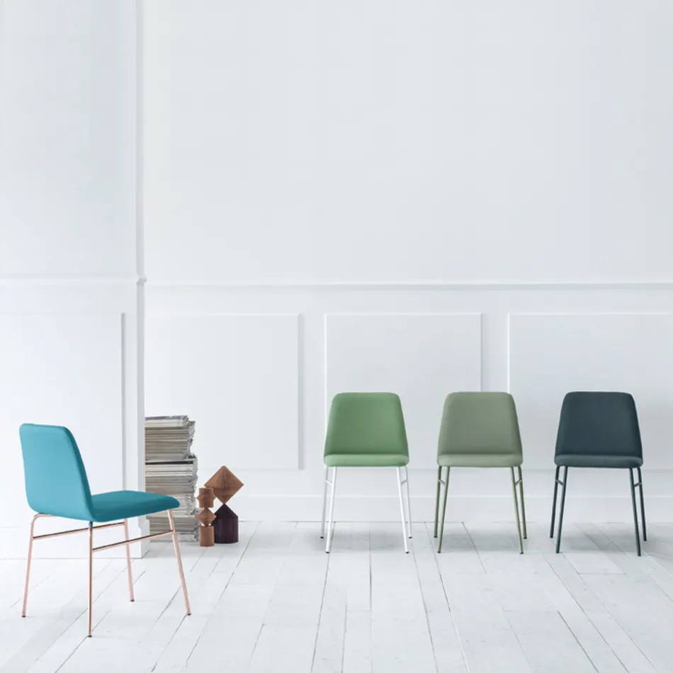 Cadeira de tecido fino com base metálica fabricada na Itália, 2 peças - Molde Viadurini