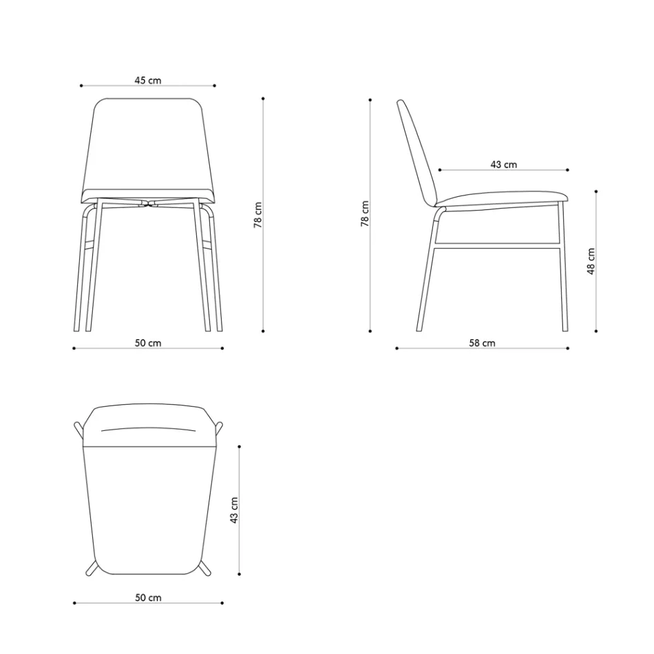 Cadeira de tecido fino com base metálica fabricada na Itália, 2 peças - Molde Viadurini