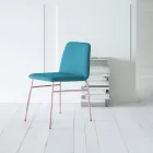 Cadeira de tecido fino com base metálica fabricada na Itália, 2 peças - Molde Viadurini