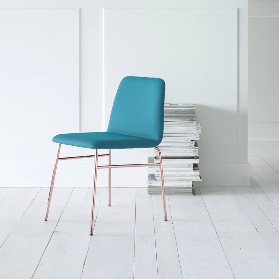 Cadeira de tecido fino com base metálica fabricada na Itália, 2 peças - Molde Viadurini