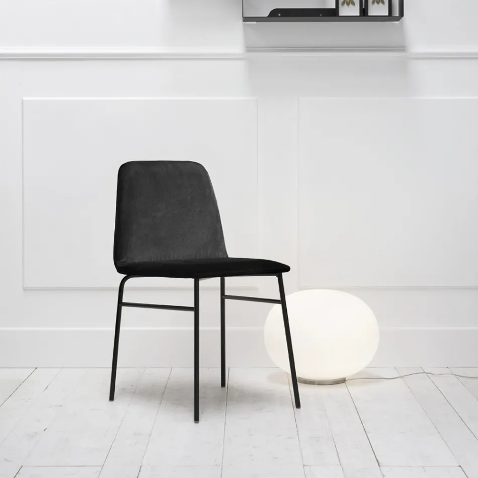 Cadeira de tecido fino com base metálica fabricada na Itália, 2 peças - Molde Viadurini