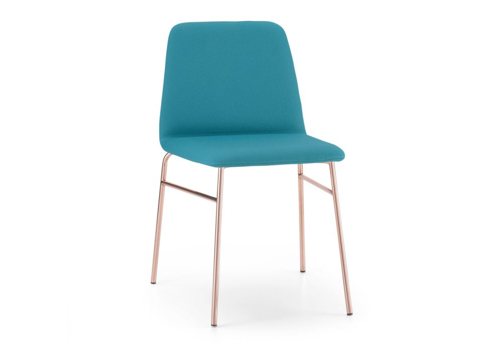 Cadeira de tecido fino com base metálica fabricada na Itália, 2 peças - Molde Viadurini