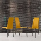 Cadeira estofada de couro com estrutura de metal Made in Italy, 2 peças - zinco Viadurini