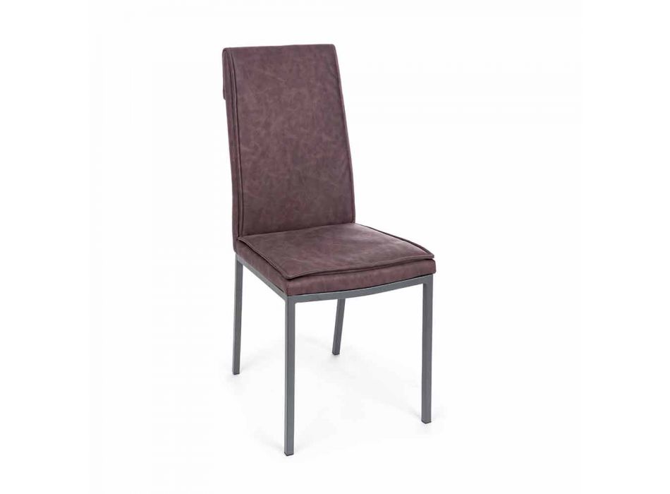 Cadeira Estofada em Leatherette Vintage Effect 4 Peças Homemotion - Irama Viadurini