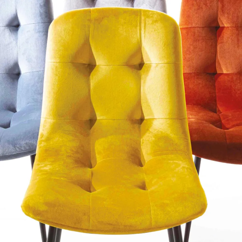 Cadeira estofada de veludo resistente a manchas para sala de jantar, 4 peças - Kylie Viadurini