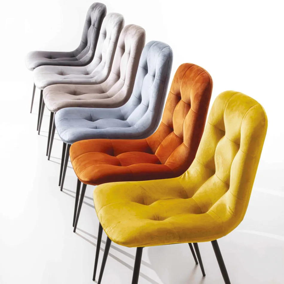 Cadeira estofada de veludo resistente a manchas para sala de jantar, 4 peças - Kylie Viadurini