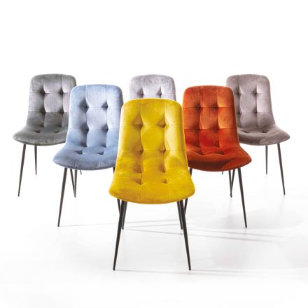 Cadeira estofada de veludo resistente a manchas para sala de jantar, 4 peças - Kylie Viadurini