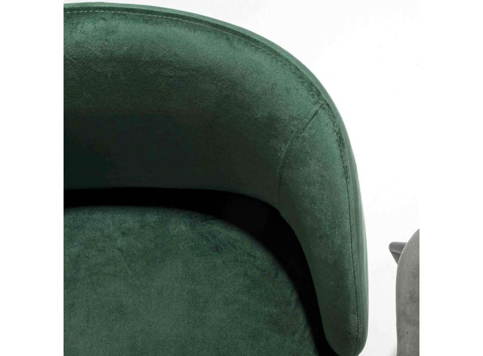 Cadeira Estofada em Veludo com Base em Metal Pintado Preto, 2 Peças - Havana Viadurini