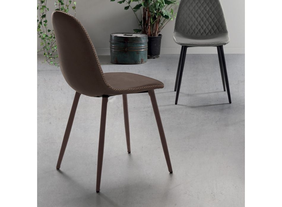 Cadeira Sala de Jantar com Assento e Pernas em Ecoleather 4 peças - Vincent Viadurini