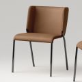 Cadeira de sala de jantar com assento forrado em couro made in Italy - Giulia
