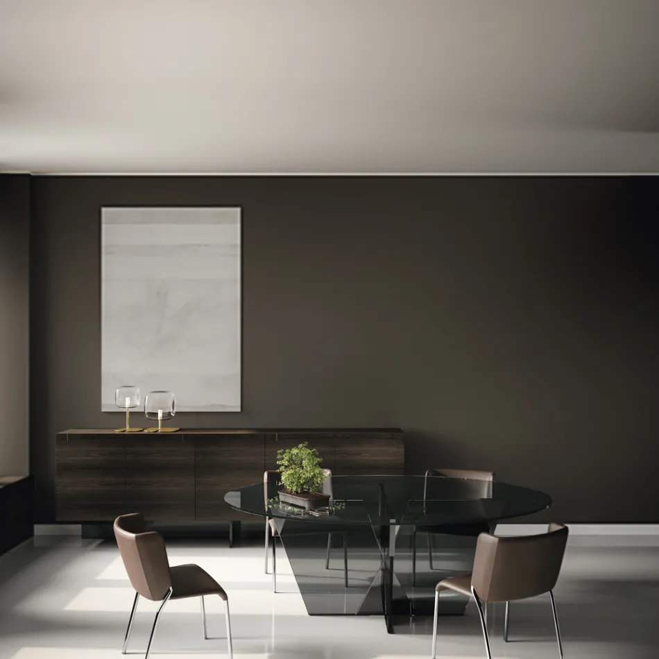 Cadeira de sala de jantar com assento forrado em couro made in Italy - Giulia Viadurini