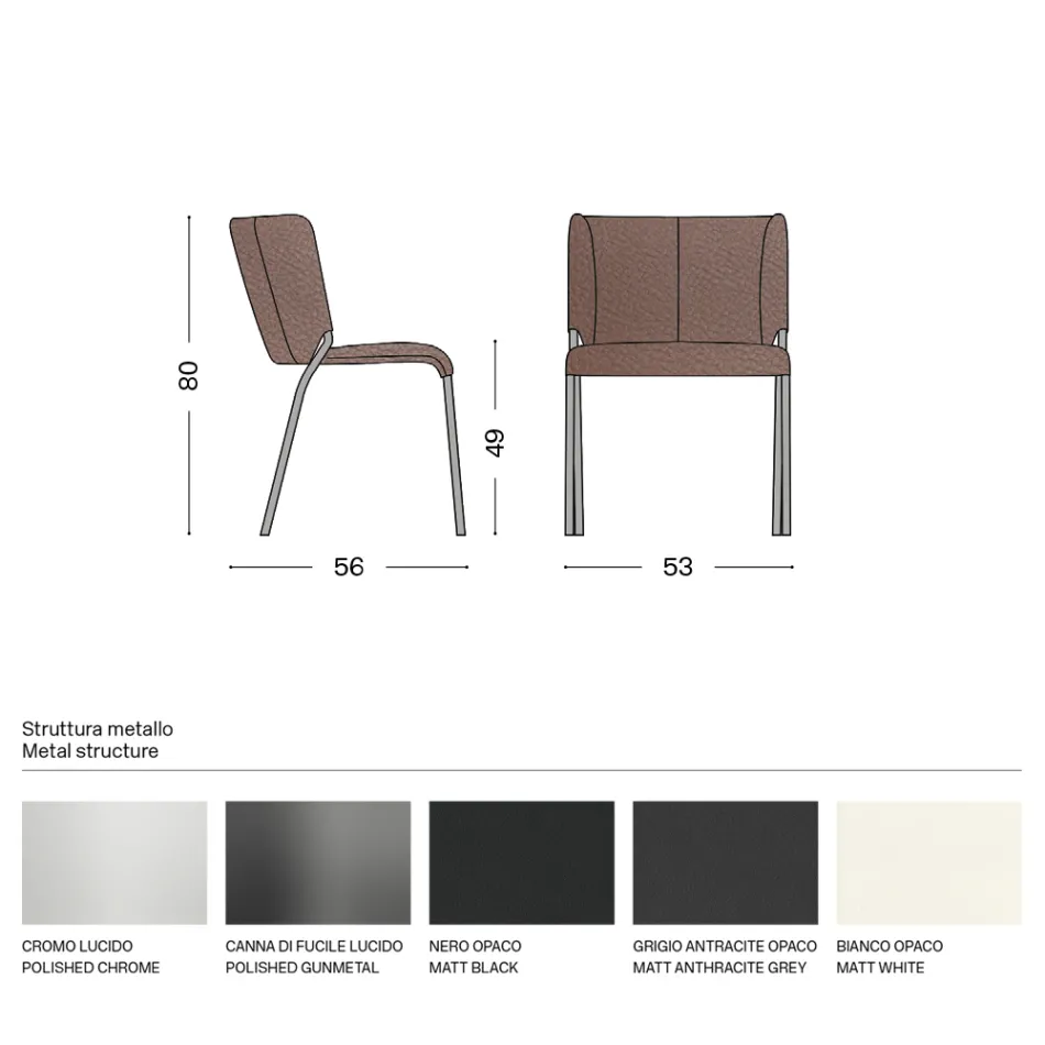 Cadeira de sala de jantar com assento forrado em couro made in Italy - Giulia Viadurini