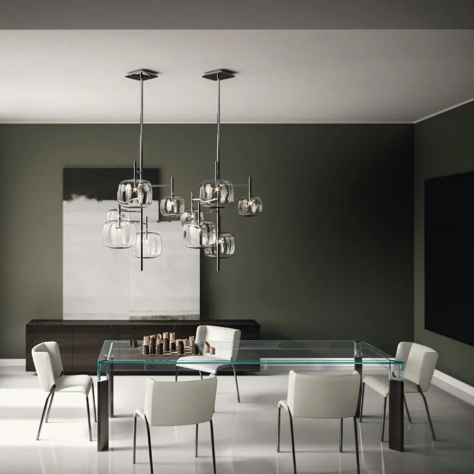 Cadeira de sala de jantar com assento forrado em couro made in Italy - Giulia Viadurini