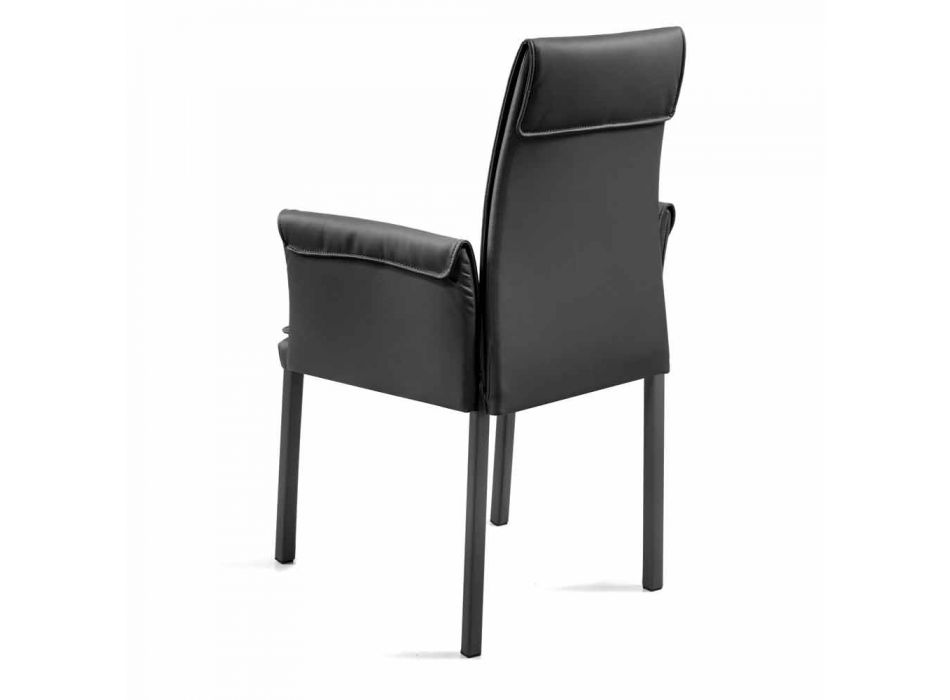 Design de cadeira de sala de jantar em couro ecológico Bessie XL, made in Italy Viadurini