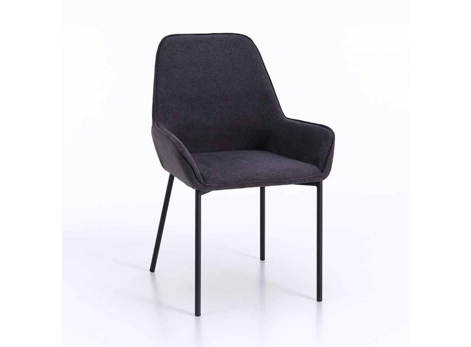 Cadeira de jantar Design em microfibra e metal preto, 4 peças - Cracco Viadurini