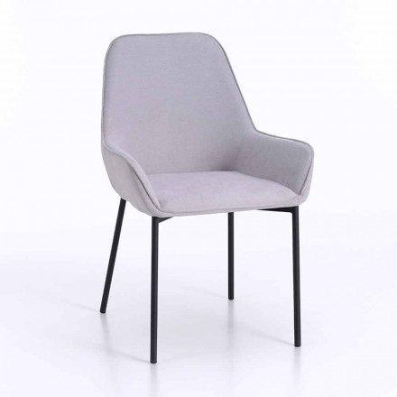 Cadeira de jantar Design em microfibra e metal preto, 4 peças - Cracco Viadurini
