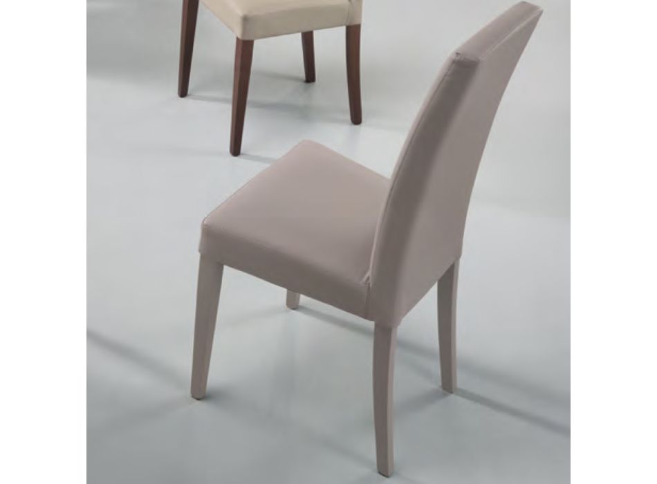 Cadeira de sala de jantar em couro ecológico e madeira Made in Italy 2 peças - Altera Viadurini