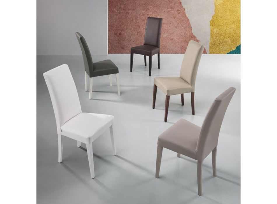 Cadeira de sala de jantar em couro ecológico e madeira Made in Italy 2 peças - Altera Viadurini